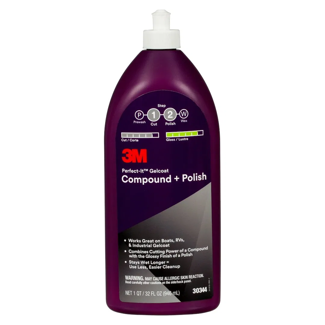 30344 – 3M Marine Wax, Liquid Removes P1000 And Finer Scratches On Gelcoat/ Restores High Gloss 32 Ounce Bottle Witho...